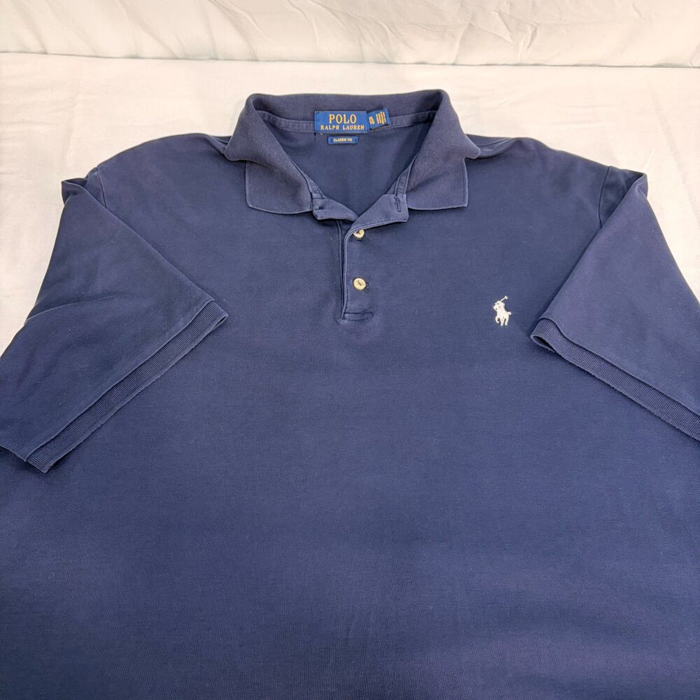 Polo Ralph Lauren Men's XL Classic Fit Solid Navy Blue Short Sleeve Polo Shirt